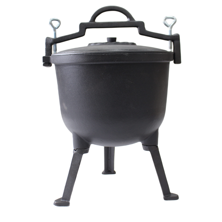 Pre-seasoned Cast Iron Potjie Pot with Screw-down Lid Lock